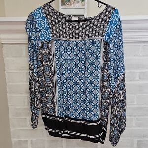 LOFT Black and White Starburst Pattern Dress